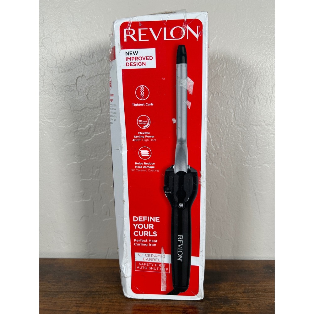 Revlon Perfect Heat 1/2 Inch Ceramic Curling Iron RV053CP4 Black Silver 400F